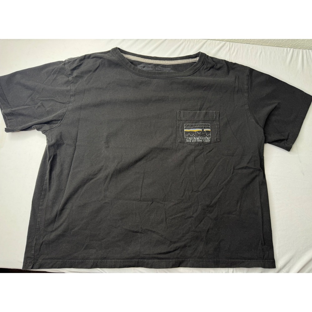 Patagonia Mens Organic Cotton Save Our Home Planet Pocket T-Shirt Black Small